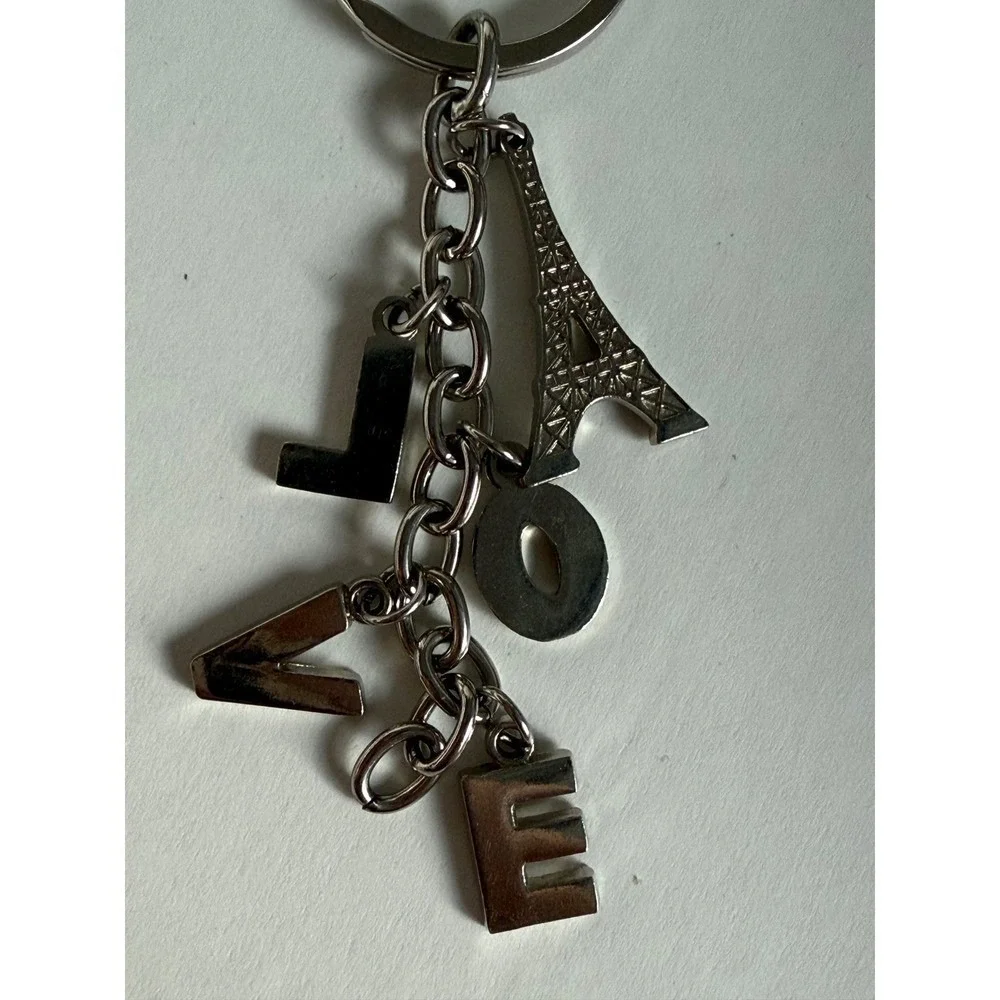 Love Eiffel Tower Keychain Silver Charm Paris Souvenir Gift Women